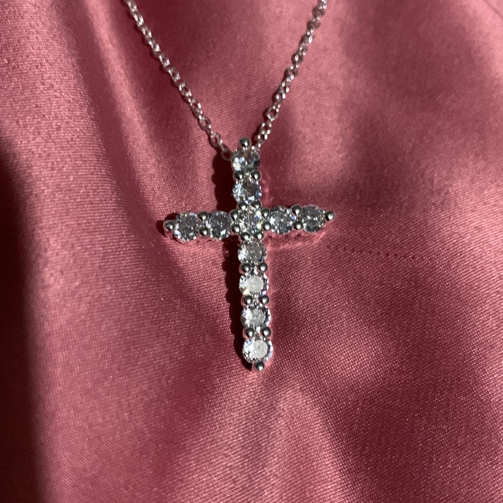 💘Sterling Silver White Sapphire Diamond Necklace💘 - Picture 6 of 7